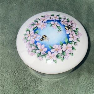 Floral  Trinket Box with Pink and Blue Design